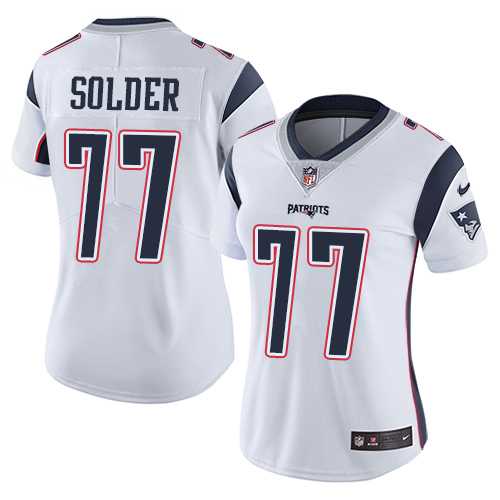 Women's Nike New England Patriots #77 Nate Solder White Stitched NFL Vapor Untouchable Limited Jersey
