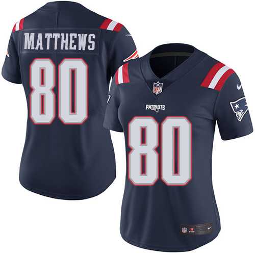 Women's Nike New England Patriots #80 Jordan Matthews Navy Blue Stitched NFL Limited Rush Jersey