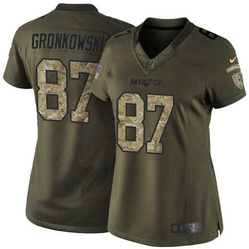 Women's Nike New England Patriots #87 Rob Gronkowski Green Stitched NFL Limited 2015 Salute to Service Jersey