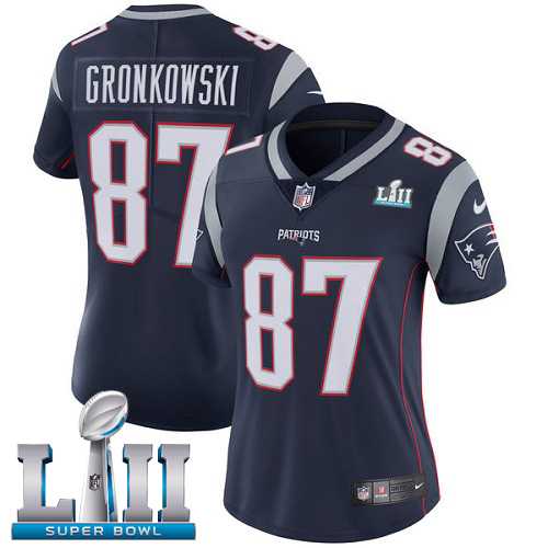Women's Nike New England Patriots #87 Rob Gronkowski Navy Blue Team Color Super Bowl LII Stitched NFL Vapor Untouchable Limited Jersey