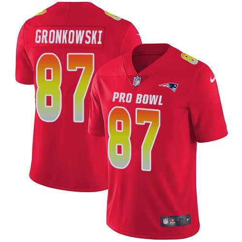 Women's Nike New England Patriots #87 Rob Gronkowski Red Stitched NFL Limited AFC 2018 Pro Bowl Jersey