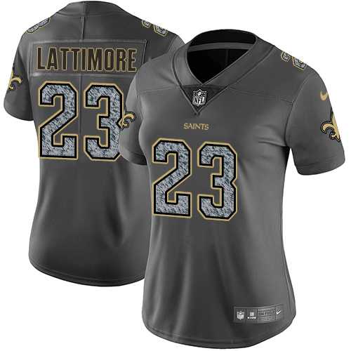 Women's Nike New Orleans Saints #23 Marshon Lattimore Gray Static NFL Vapor Untouchable Limited Jersey