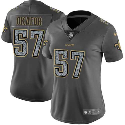 Women's Nike New Orleans Saints #57 Alex Okafor Gray Static NFL Vapor Untouchable Limited Jersey