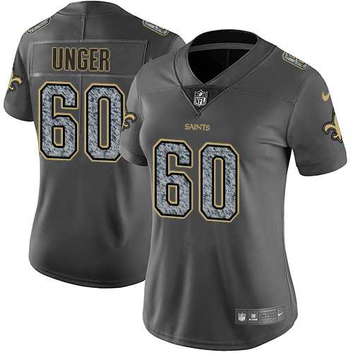 Women's Nike New Orleans Saints #60 Max Unger Gray Static NFL Vapor Untouchable Limited Jersey
