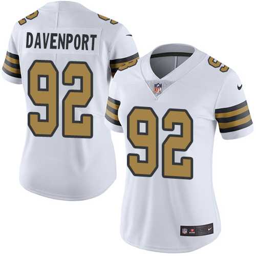 Women's Nike New Orleans Saints #92 Marcus Davenport White Stitched NFL Limited Rush Jersey