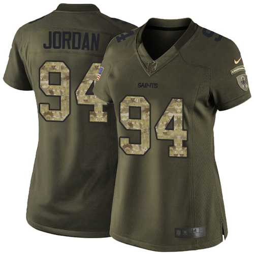 Women's Nike New Orleans Saints #94 Cameron Jordan Green Stitched NFL Limited 2015 Salute to Service Jersey