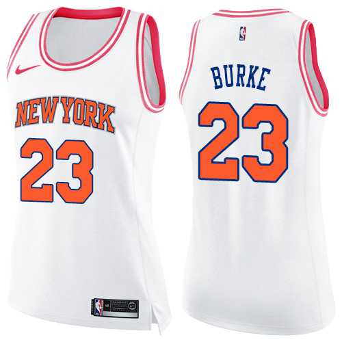 Women's Nike New York Knicks #23 Trey Burke White Pink NBA Swingman Fashion Jersey