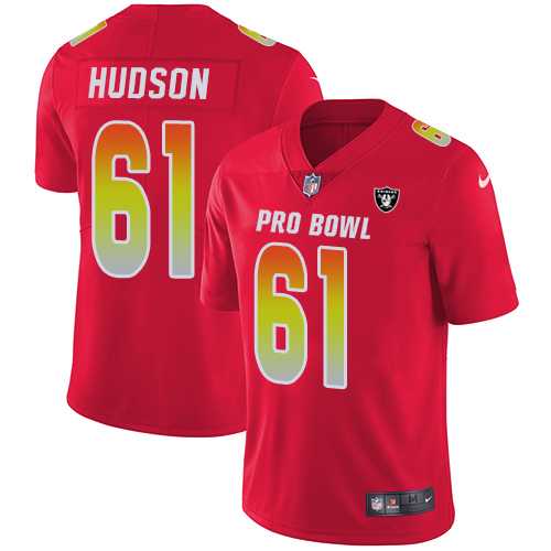 Women's Nike Oakland Raiders #61 Rodney Hudson Red Stitched NFL Limited AFC 2018 Pro Bowl Jersey