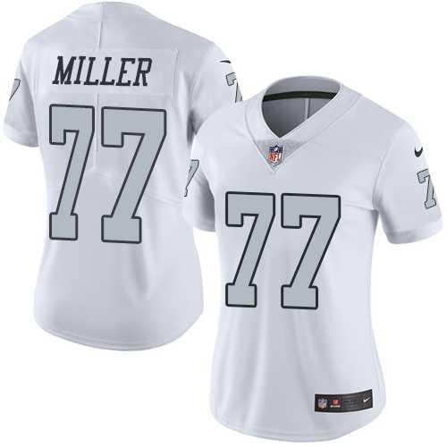 Women's Nike Oakland Raiders #77 Kolton Miller White Stitched NFL Limited Rush Jersey