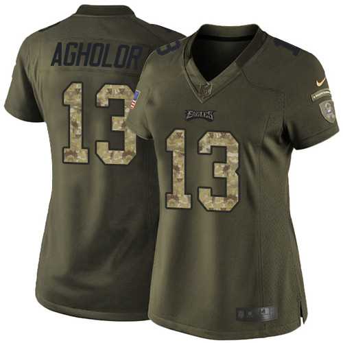 Women's Nike Philadelphia Eagles #13 Nelson Agholor Green Stitched NFL Limited 2015 Salute to Service Jersey
