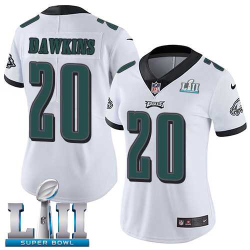 Women's Nike Philadelphia Eagles #20 Brian Dawkins White Super Bowl LII Stitched NFL Vapor Untouchable Limited Jersey