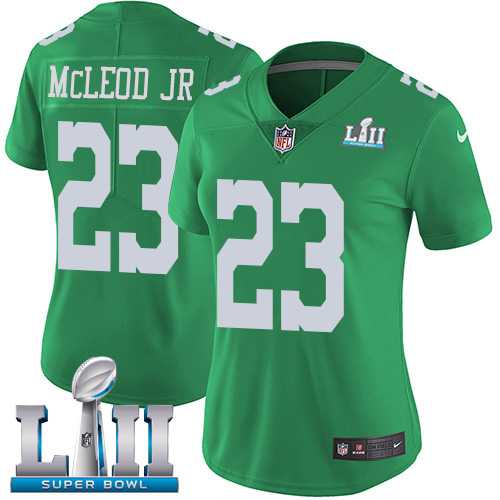 Women's Nike Philadelphia Eagles #23 Rodney McLeod Jr Green Super Bowl LII Stitched NFL Limited Rush Jersey