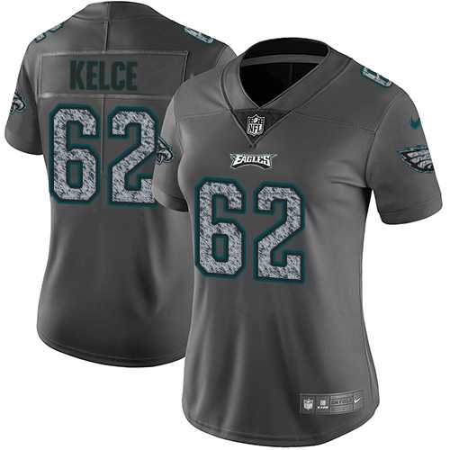 Women's Nike Philadelphia Eagles #62 Jason Kelce Gray Static NFL Vapor Untouchable Limited Jersey