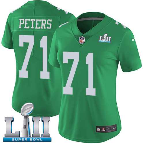Women's Nike Philadelphia Eagles #71 Jason Peters Green Super Bowl LII Stitched NFL Limited Rush Jersey