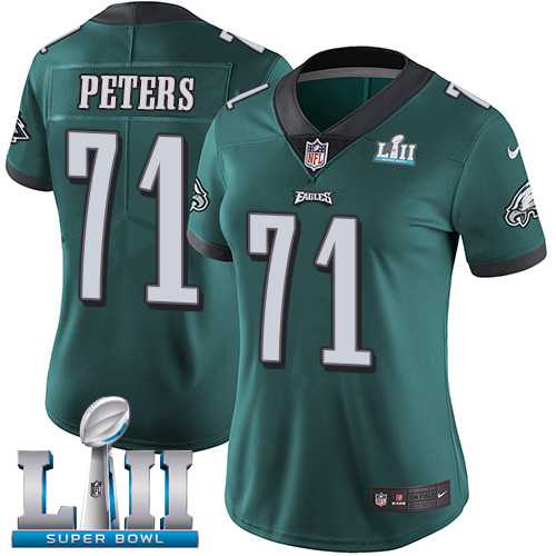 Women's Nike Philadelphia Eagles #71 Jason Peters Midnight Green Team Color Super Bowl LII Stitched NFL Vapor Untouchable Limited Jersey
