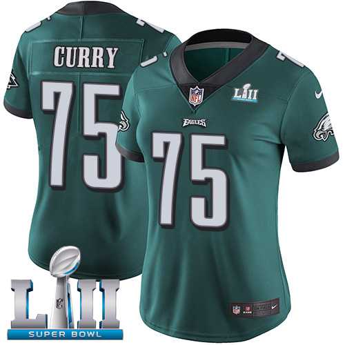Women's Nike Philadelphia Eagles #75 Vinny Curry Midnight Green Team Color Super Bowl LII Stitched NFL Vapor Untouchable Limited Jersey