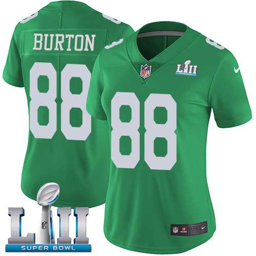 Women's Nike Philadelphia Eagles #88 Trey Burton Green Super Bowl LII Stitched NFL Limited Rush Jersey