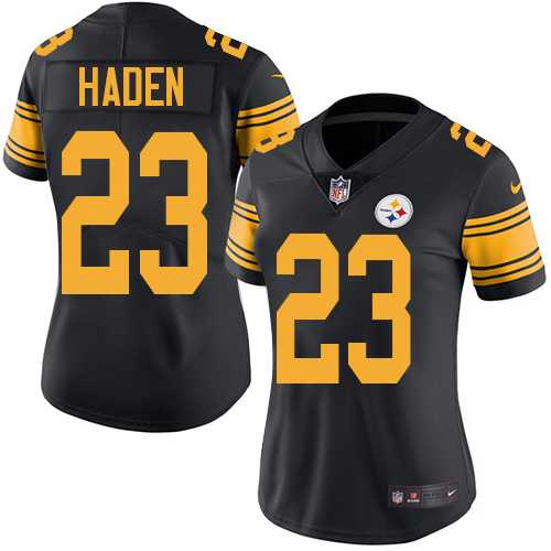 Women's Nike Pittsburgh Steelers #23 Joe Haden Black Stitched NFL Limited Rush Jersey