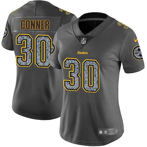 Women's Nike Pittsburgh Steelers #30 James Conner Gray Static NFL Vapor Untouchable Limited Jersey