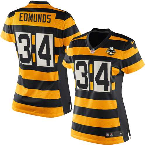 Women's Nike Pittsburgh Steelers #34 Terrell Edmunds Yellow Black Alternate Stitched NFL Elite Jersey