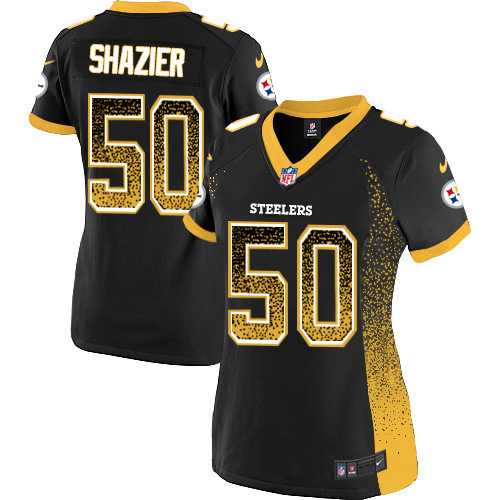 Women's Nike Pittsburgh Steelers #50 Ryan Shazier Black Team Color Stitched NFL Elite Drift Fashion Jersey