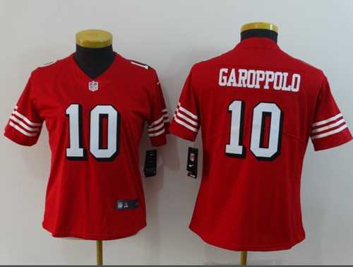 Women's Nike San Francisco 49ers #10 Jimmy Garoppolo Red Team Color Stitched NFL Vapor Untouchable Limited II Jersey