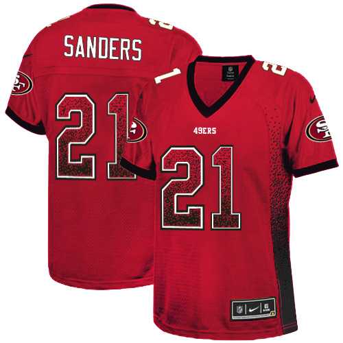 Women's Nike San Francisco 49ers #21 Deion Sanders Red Team Color Stitched NFL Elite Drift Fashion Jersey