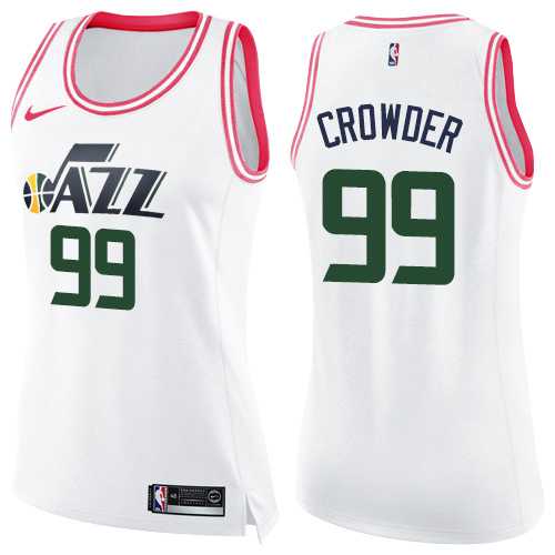 Women's Nike Utah Jazz #99 Jae Crowder White Pink NBA Swingman Fashion Jersey