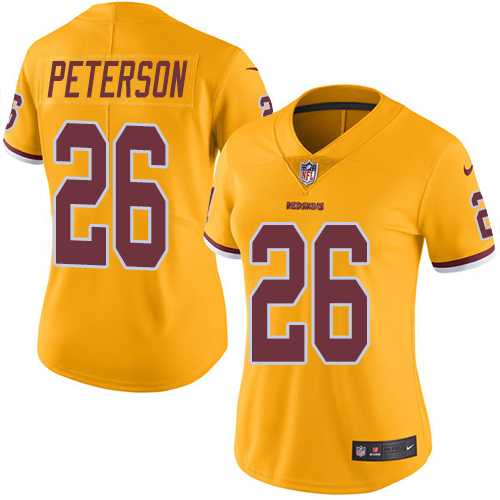Women's Nike Washington Redskins #26 Adrian Peterson Gold Stitched NFL Limited Rush Jersey