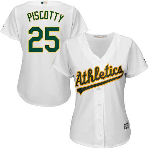 Women's Oakland Athletics #25 Stephen Piscotty White Home Stitched MLB Jersey