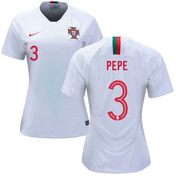 Women's Portugal #3 Pepe Away Soccer Country Jersey
