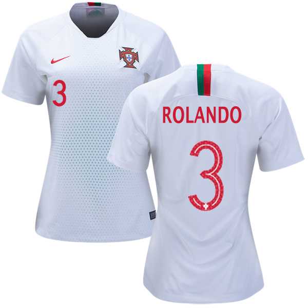Women's Portugal #3 Rolando Away Soccer Country Jersey