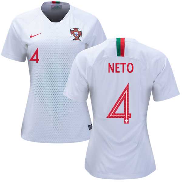 Women's Portugal #4 Neto Away Soccer Country Jersey