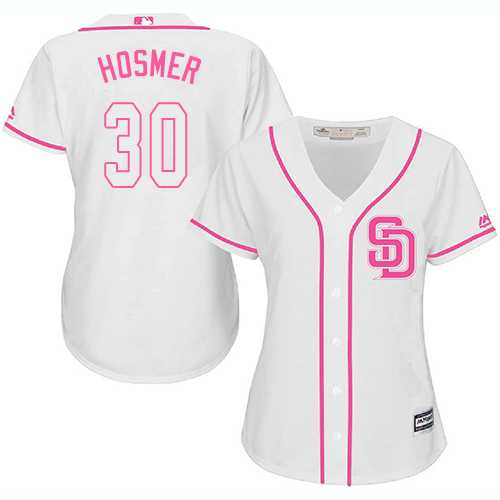 Women's San Diego Padres #30 Eric Hosmer White Pink Fashion Stitched MLB