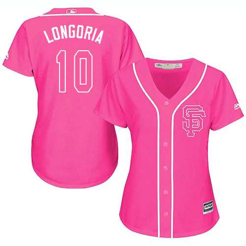 Women's San Francisco Giants #10 Evan Longoria Pink Fashion Stitched Baseball Jersey