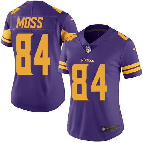 Womens Nike Minnesota Vikings #84 Randy Moss Purple Stitched NFL Limited Rush Jersey