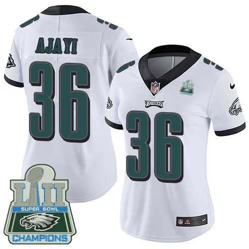 Womens Nike Philadelphia Eagles #36 Jay Ajayi White Super Bowl LII Champions Stitched NFL Vapor Untouchable Limited Jersey