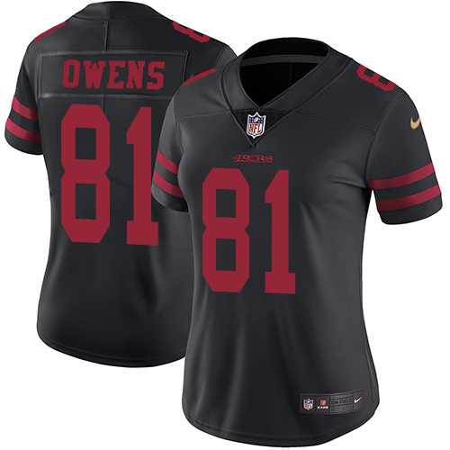 Womens Nike San Francisco 49ers #81 Terrell Owens Black Alternate Stitched NFL Vapor Untouchable Limited Jersey