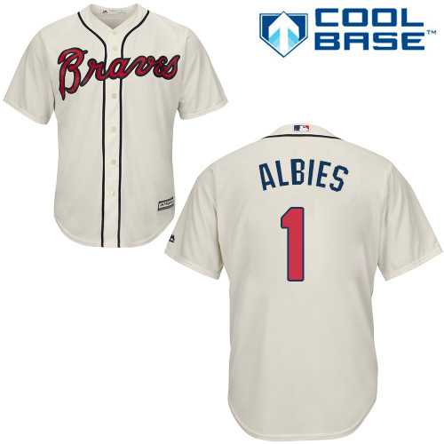 Youth Atlanta Braves #1 Ozzie Albies Cream Cool Base Stitched MLB Jersey