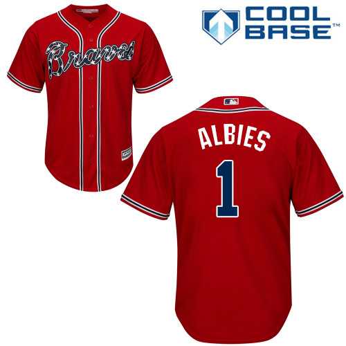 Youth Atlanta Braves #1 Ozzie Albies Red Cool Base Stitched MLB Jersey