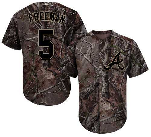 Youth Atlanta Braves #5 Freddie Freeman Camo Realtree Collection Cool Base Stitched MLB