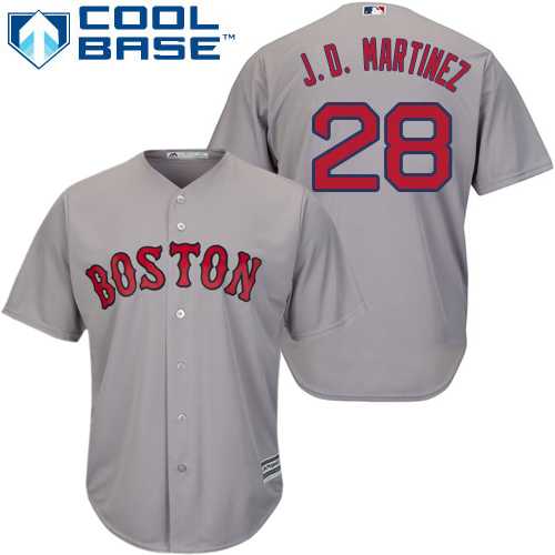 Youth Boston Red Sox #28 J. D. Martinez Grey Cool Base Stitched Baseball Jersey