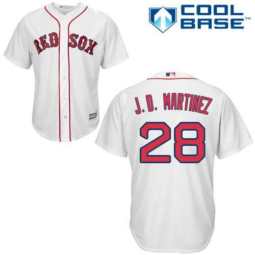 Youth Boston Red Sox #28 J. D. Martinez White Cool Base Stitched Baseball Jersey