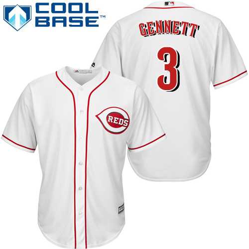 Youth Cincinnati Reds #3 Scooter Gennett White Cool Base Stitched MLB