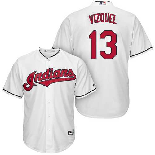 Youth Cleveland Indians #13 Omar Vizquel White Home Stitched MLB Jersey