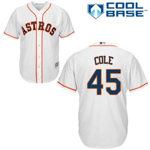 Youth Houston Astros #45 Gerrit Cole White Cool Base Stitched MLB