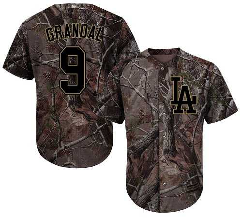 Youth Los Angeles Dodgers #9 Yasmani Grandal Camo Realtree Collection Cool Base Stitched MLB