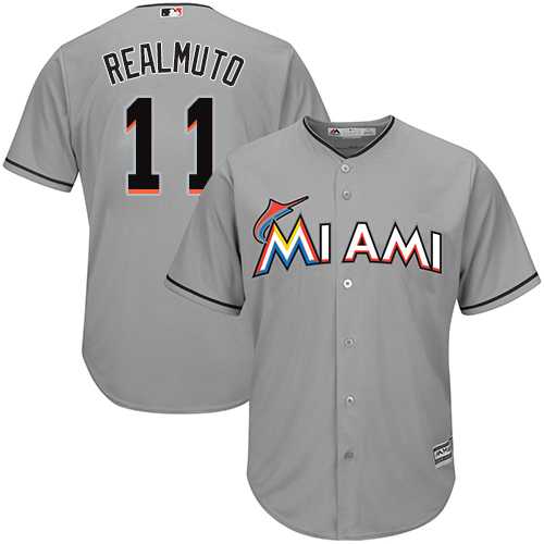 Youth Miami Marlins #11 JT Realmuto Grey Cool Base Stitched MLB Jersey