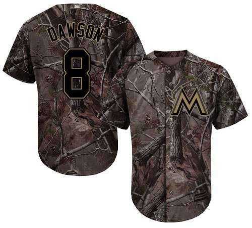 Youth Miami Marlins #8 Andre Dawson Camo Realtree Collection Cool Base Stitched MLB