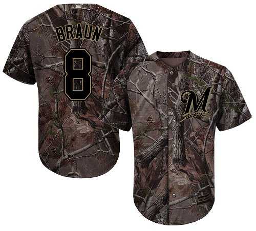 Youth Milwaukee Brewers #8 Ryan Braun Camo Realtree Collection Cool Base Stitched MLB